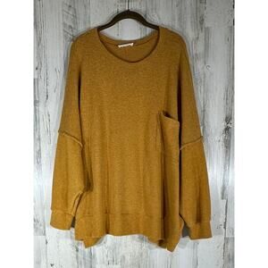Zenana Fleece Top Size 3X Mustard Gold Oversized Slouchy Boxy Stretchy